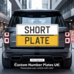 Luxury vehicle featuring premium Custom Number Plates with 4D raised lettering, showcasing personalized registration on a UK road-legal license plate.
