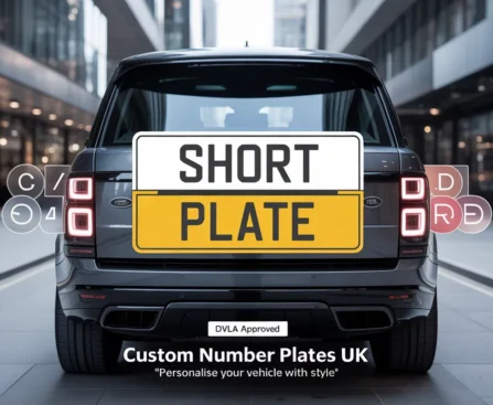 Luxury vehicle featuring premium Custom Number Plates with 4D raised lettering, showcasing personalized registration on a UK road-legal license plate.